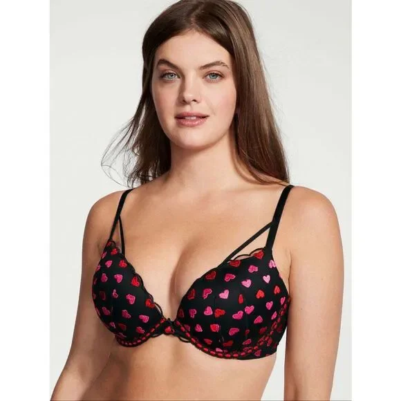 Victorias Secret Dream Angels Heart Embroidery Push Up Bra Sz 38DD - Picture 1 of 7